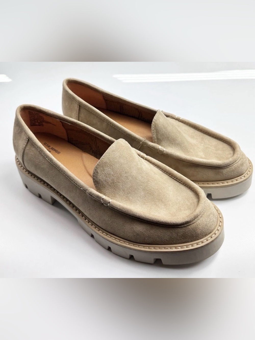 Sonoma Goods For Life Ortholite Eco Valda Taupe Chunky Heel Loafers Women Sz 8M